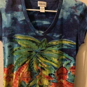 Chicos colorful short sleeve v-neck cotton t-shirt, size 0